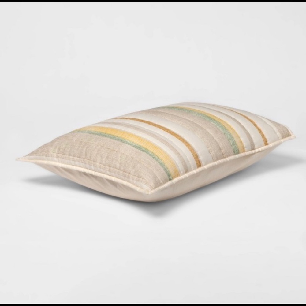 NEW set of 2 Threshold pick stitch stripe Shams - Picture 4 of 8